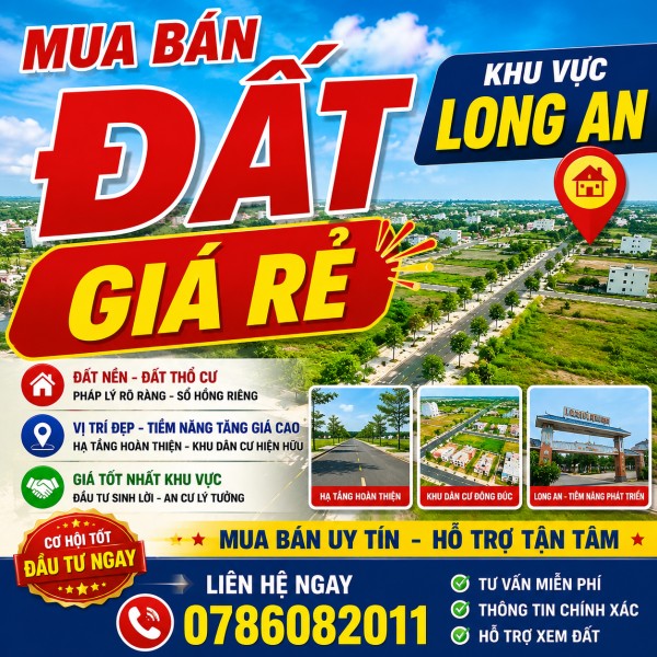 🏡 ĐẤT THỔ CƯ KẾT HỢP VƯỜN VIEW KÊNH – THẠNH HÒA, BẾN LỨC 📐 Diện tích: 500m²/lô, gồm 120m² đất thổ cư.
