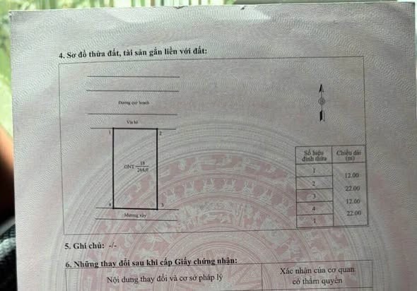 Cả nhà và đất diện tích 264m2 thổ cư 100%