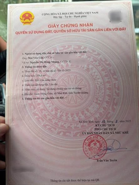 Cả nhà và đất diện tích 264m2 thổ cư 100%