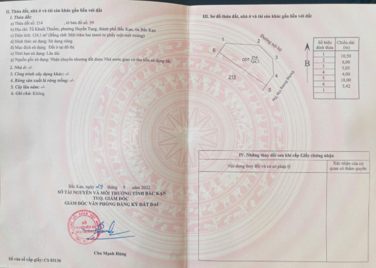 Bán gấp đất nền tại Nguyễn Thị Minh Khai, 3,2 tỷ, 124m2 (Bắc kạn)