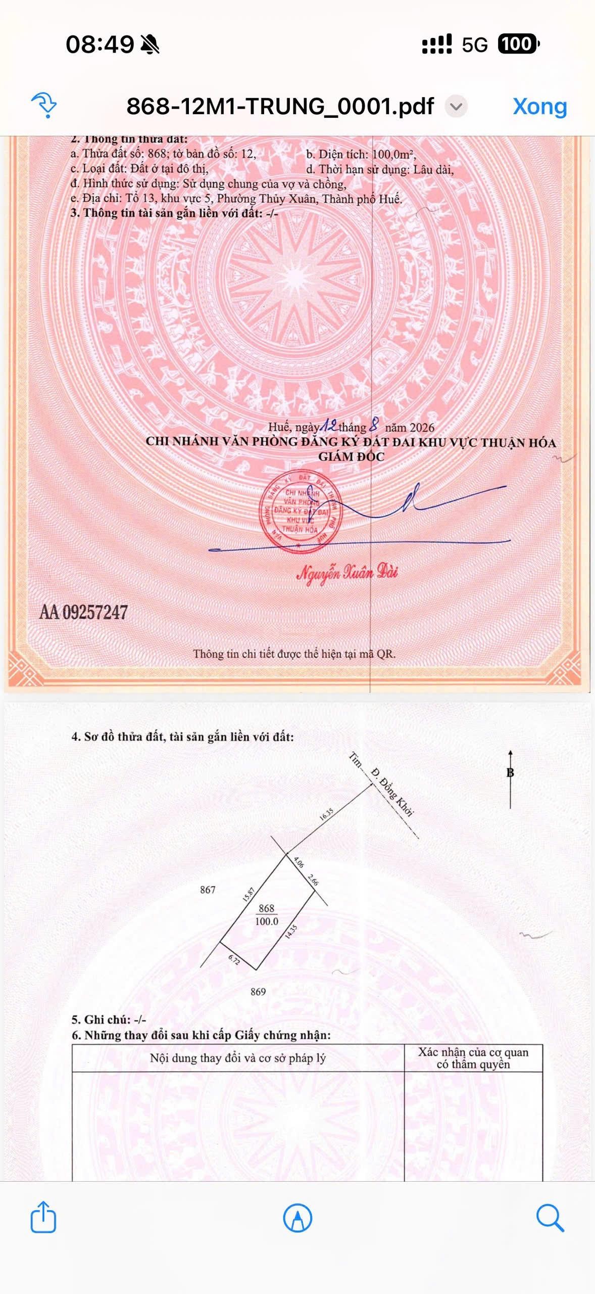 Đất mặt tiền Đồng Khởi KQH Bàu Vá | view công viên | 6,95 tỷ - Ảnh 1