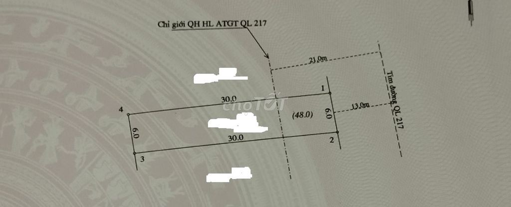 Đất thổ cư đã có sổ đỏ, mặt tiền quốc lộ 217 Huyện Bá Thước-Thanh Hóa