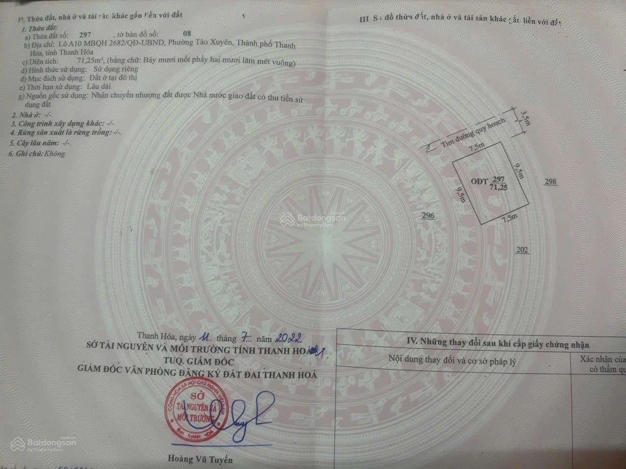 Chính chủ bán dãy trọ (212,75m2 thổ cư) dòng tiền tại Tào Xuyên, Thanh Hóa