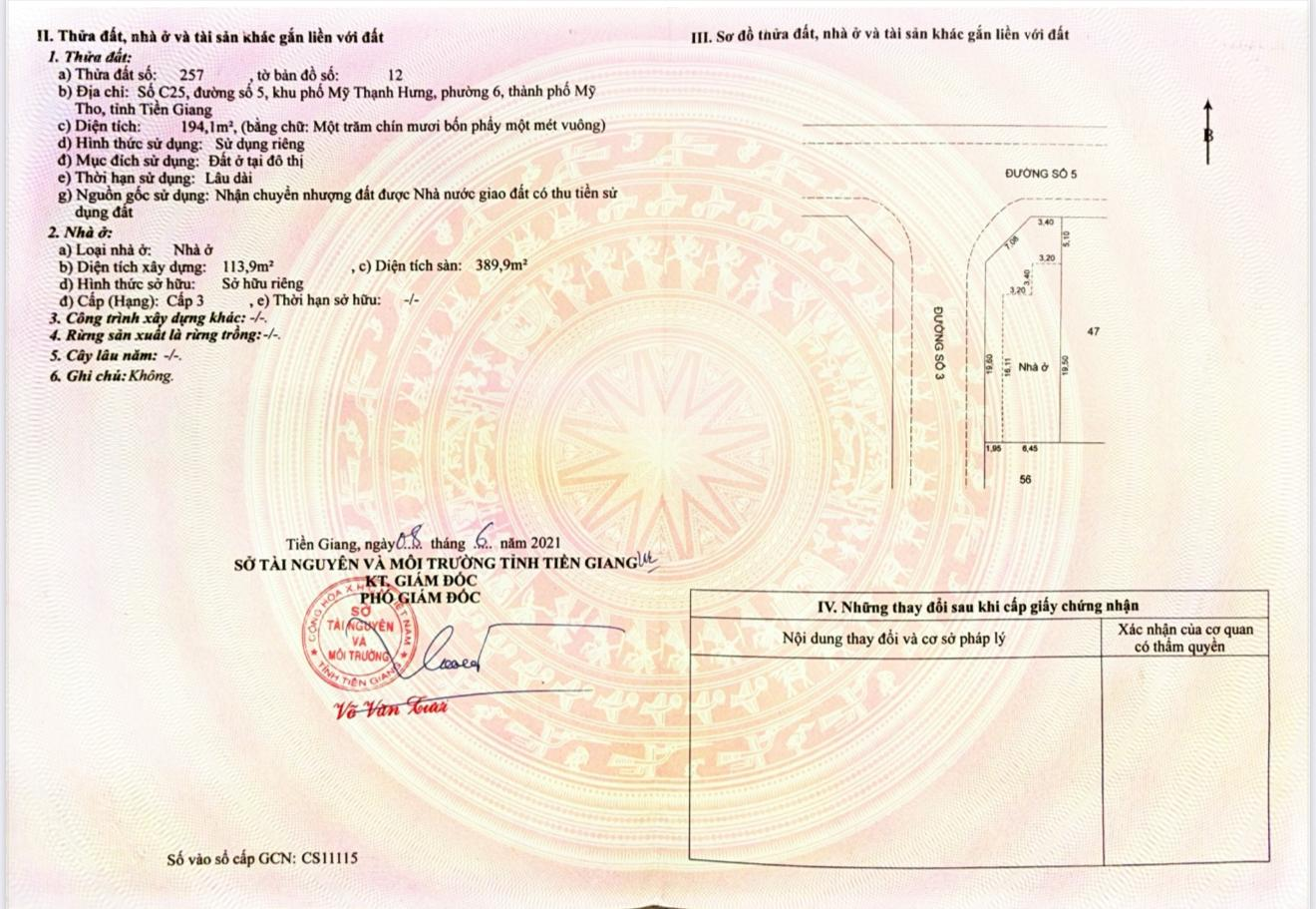 Tôi cần bán nhà C23, C25 đường số 5, KDC Mỹ Thạnh Hưng, Phường 6, 250m2, giá thỏa thuận