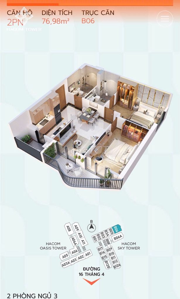 Căn hộ cao cấp Hacom tower thanh toán chỉ 1% mỗi tháng