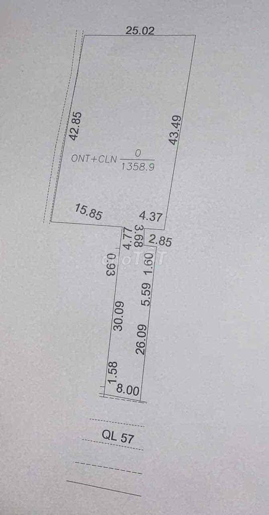 CẦN BÁN ĐẤT 3 MẶT TIỀN 1400M2 ĐƯỜNG QUỐC LỘ 57