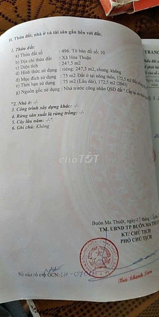 CHÍNH CHỦ CẦN BÁN ĐẤT NGAY SAU CHỢ ĐẠT LÝ - ĐƯỜNG THÔNG ĐẾN CHỢ EATU - Ảnh 1