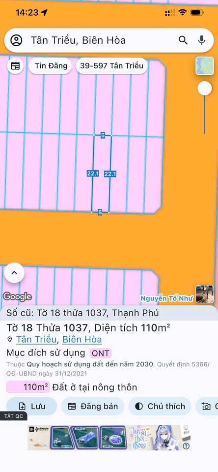 BÁN LÔ ĐẤT GIÁ SIÊU RẺ, KDC MIỀN ĐÔNG - Gần cty CHANGSHING / Cách trưởng học Chu Văn phường Tân triều