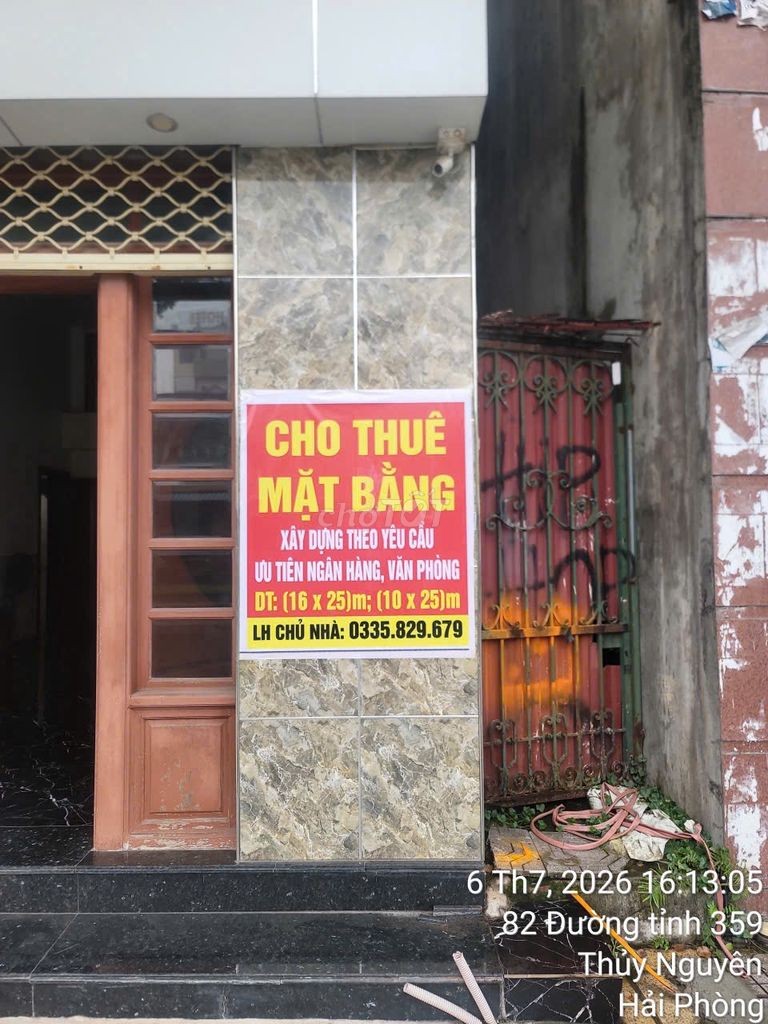 Cho thuê mặt bằng hiện trạng hoặc xây mới theo yêu cầu 16x25m