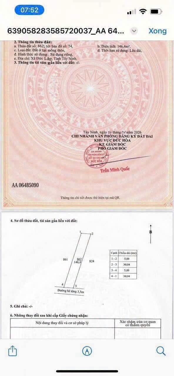 CẦN TIỀN BÁN GẤP - ĐẤT KẾ BÊN KCN ĐỨC HÒA 3 - KẾ BÊN CỦ CHI - HÓC MÔN - XÂY TRỌ, ĐẦU TƯ ĐỀU RẤT OK - 850 TRIỆU (5X30) VIP