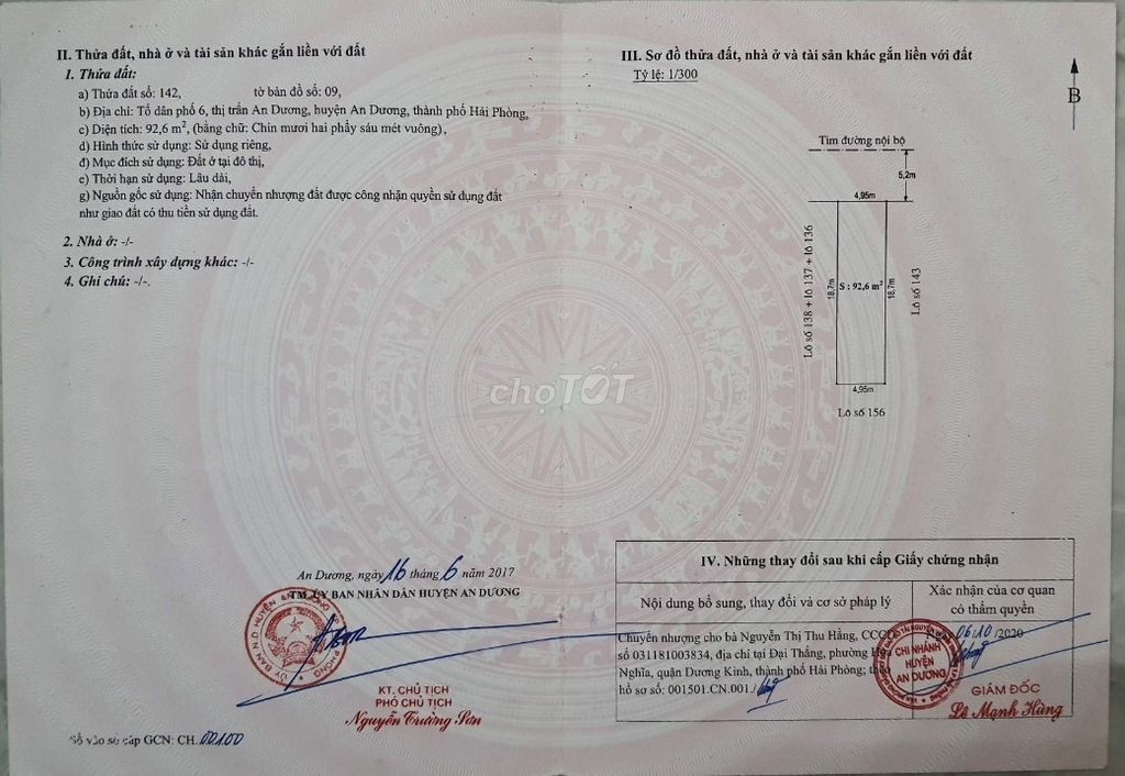 🏡 BÁN ĐẤT PHÂN LÔ – 92.6m2 TỔ 6, P. AN DƯƠNG, HẢI PHÒNG - Ảnh 1