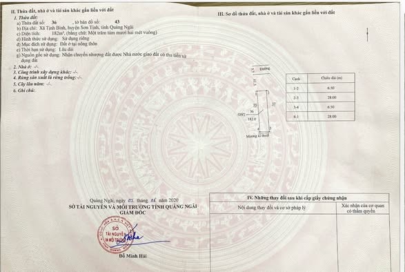 🏡BÁN  ĐẤT THỔ CƯ MẶT TIỀN 6.5M - SẴN SỔ - XÂY NHÀ Ở NGAY TẠI SƠN TỊNH- Q.NGÃI 🏡