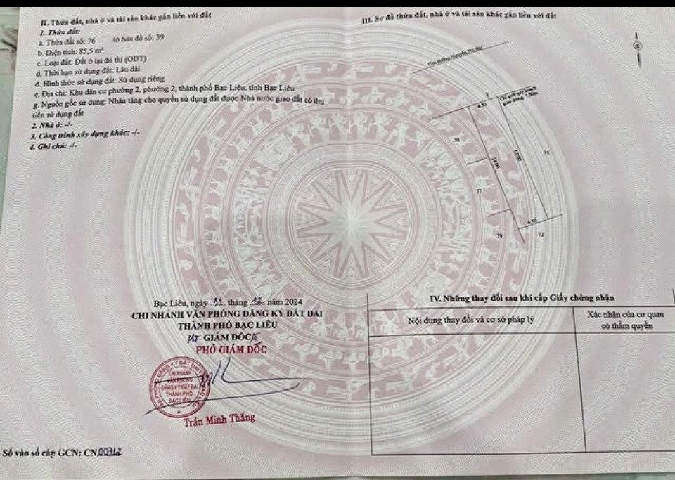 bán đất khu dân cư phường 2 đường nguyễn thị bùi 900triệu bạc liêu - Ảnh 1