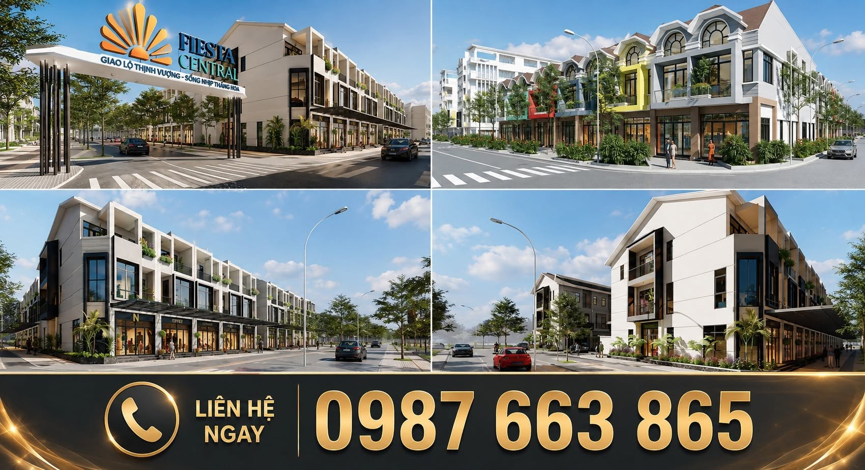 FIESTA CENTRAL BÌNH DƯƠNG – nhà phố 2 mặt tiền đối diện trường Nguyễn Khuyến cơ sở 2 098.766.3865