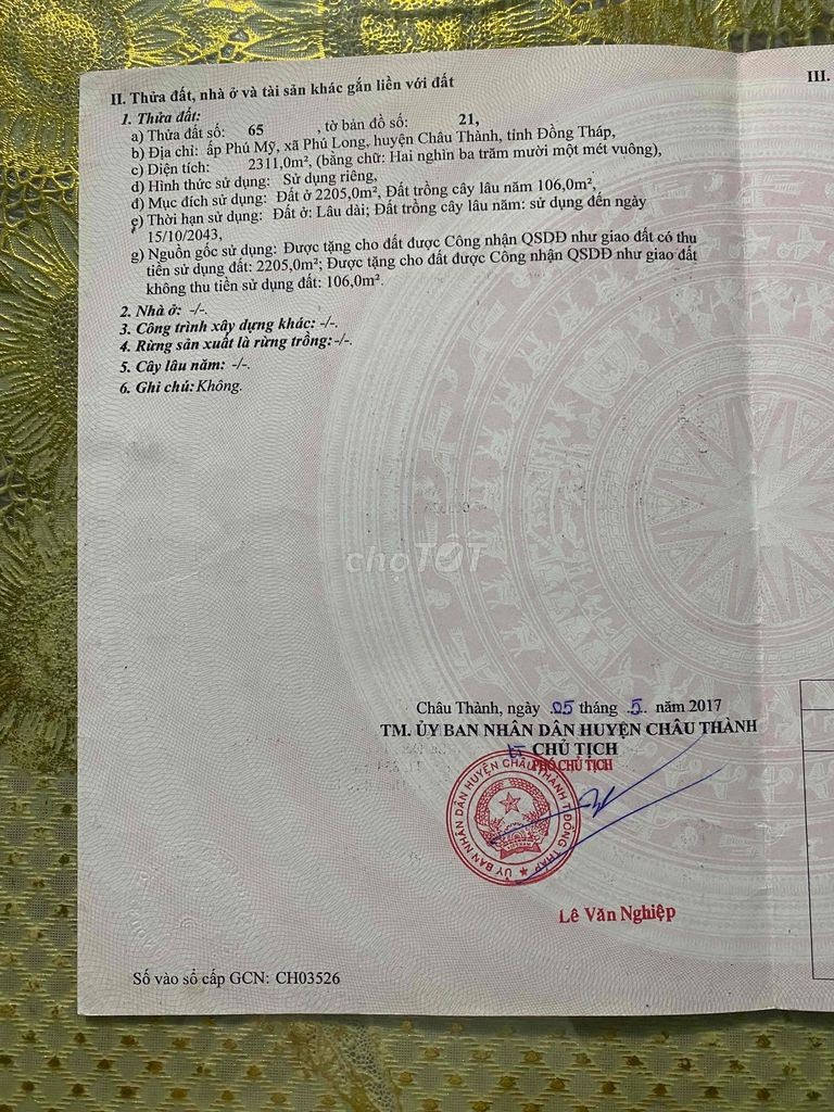 Bán đất thổ cư cách chợ Phú Long 600m