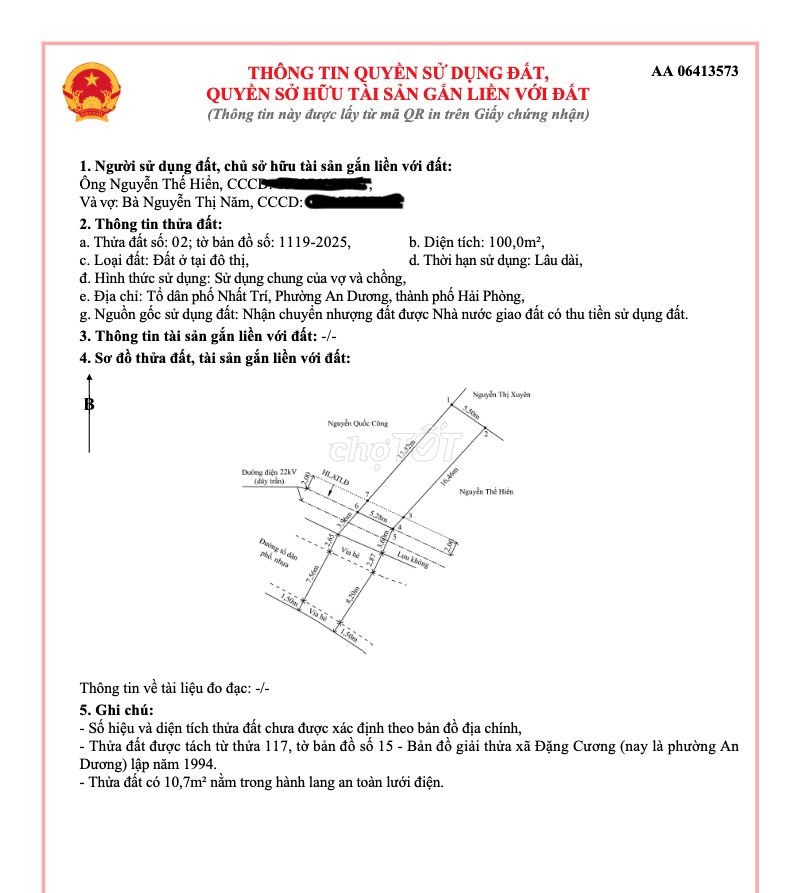 Chính chủ bán lô đất 100m2, Đặng Cương, đường trục chính hơn 10m. - Ảnh 3