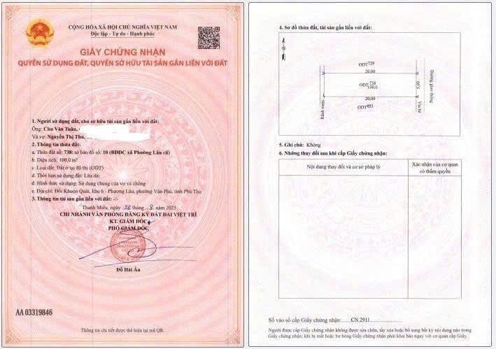 Chính chủ Bán đất Vân phú - Phú Thọ. Full 100m thổ cư Gần IC7 - Ảnh 2