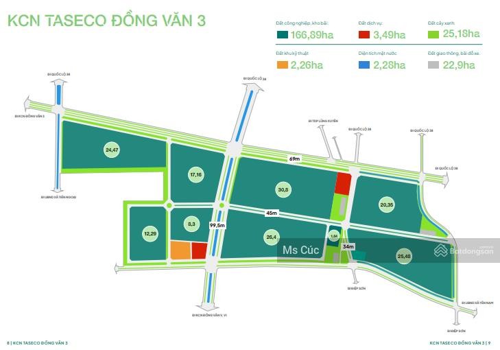 Bán đất xây nhà máy kcn taseco đồng văn 3 duy tiên, hà nam
