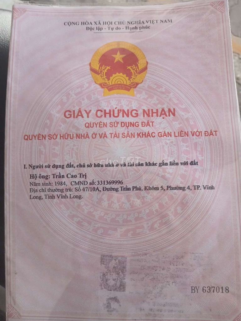 bán đất trong hẻm, sát chợ cua, gần bệnh viện vĩnh long