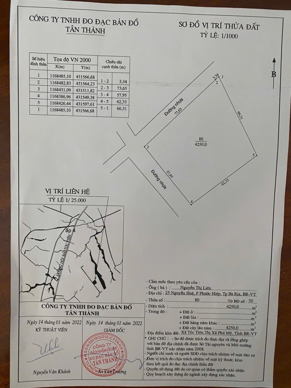 Bán Đất 4250m2 giá 7.2 tỷ tại Đường Hội Bài - Châu Pha Xã Tóc Tiên Thành phố Phú Mỹ Bà Rịa - Vũng Tàu