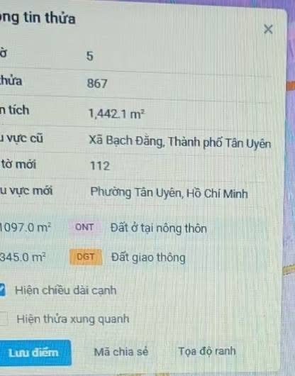 Bán Đất Tân Uyên 2 Mặt Tiền Ngang 45 Dài 30 Bạch Đằng 1.442,4m², Đường trước rộng 28m 0922222590