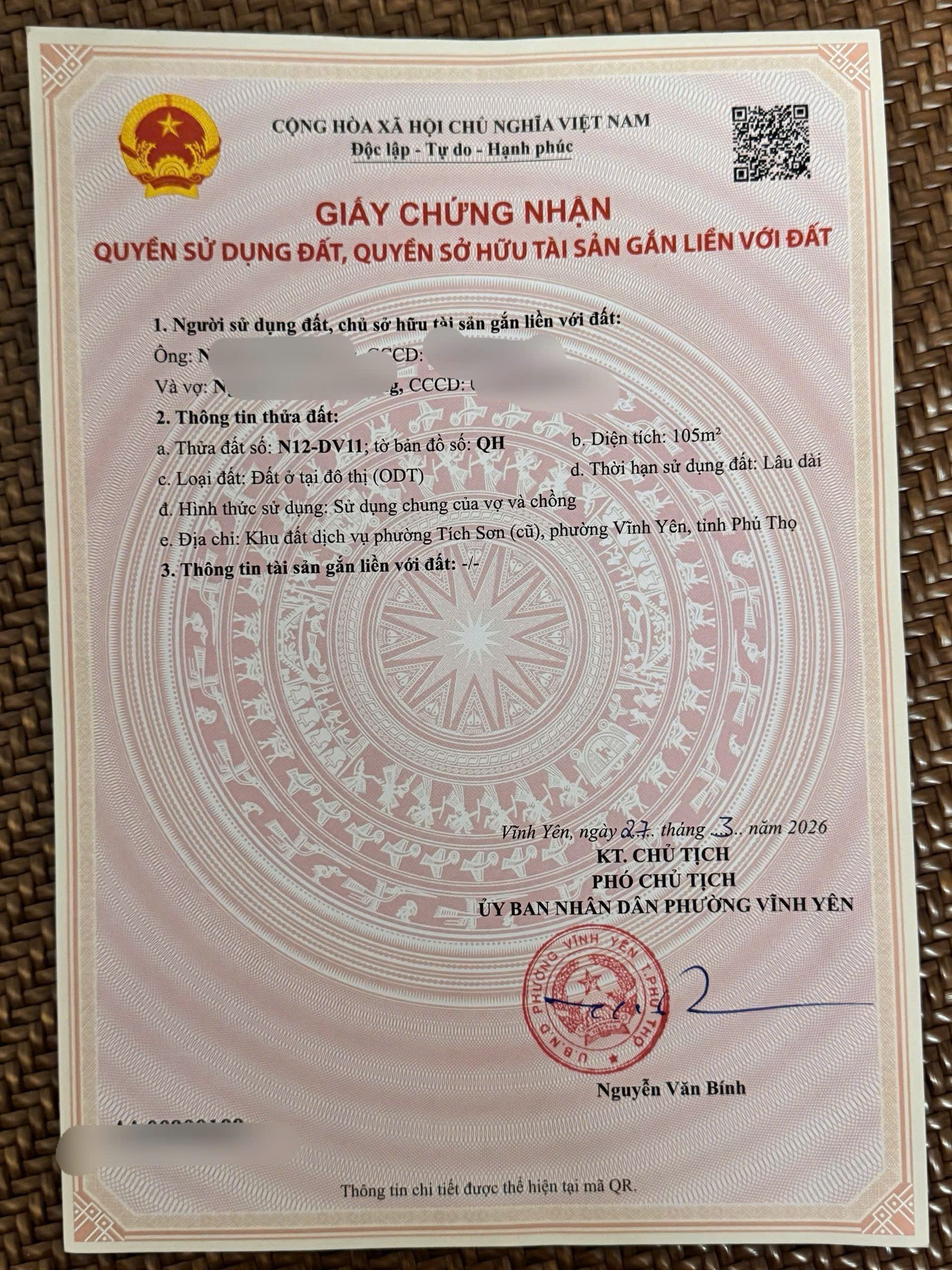 Bán lô đất đấu giá Tích Sơn, thành phố Vĩnh Yên DT 105m2 MT 6m đất QH full 100% thổ cư giá 2,35 tỷ - Ảnh 2