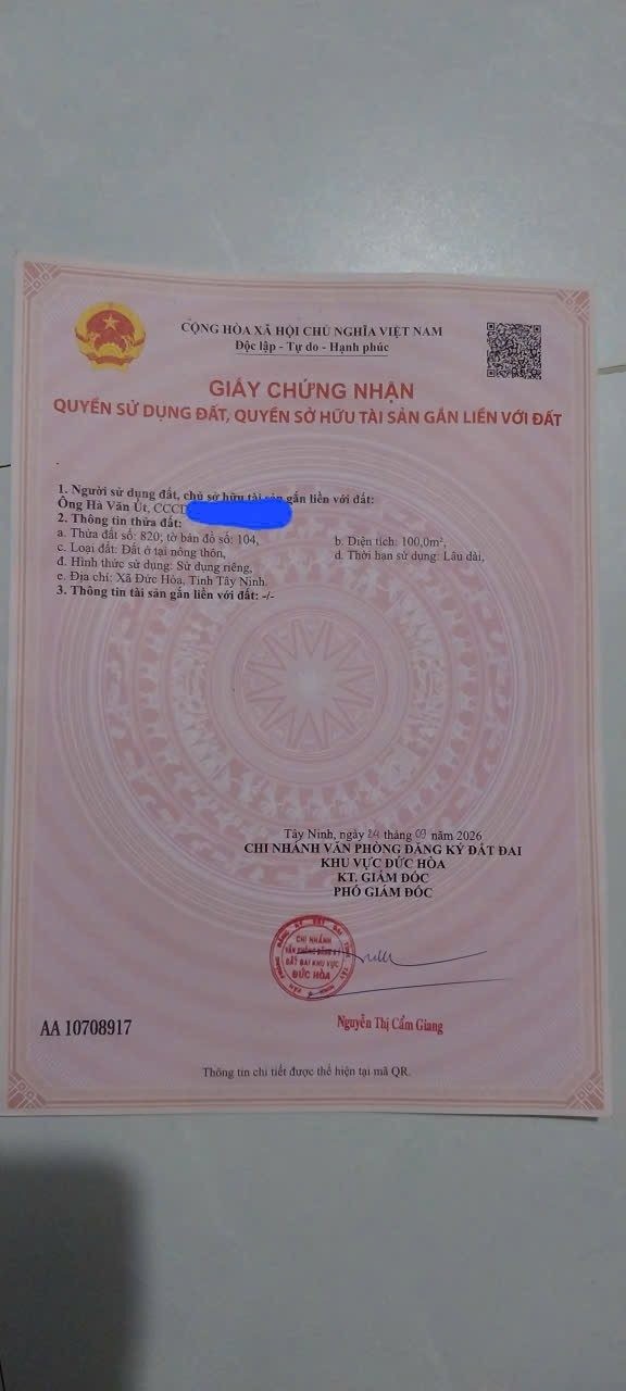 Bán Đất 100m2 có sẵn 100 m2 thổ cư giá 1tỷ150 tại Đường Tỉnh lộ 824 Xã Hựu Thạnh Huyện Đức Hòa Long An - Ảnh 6