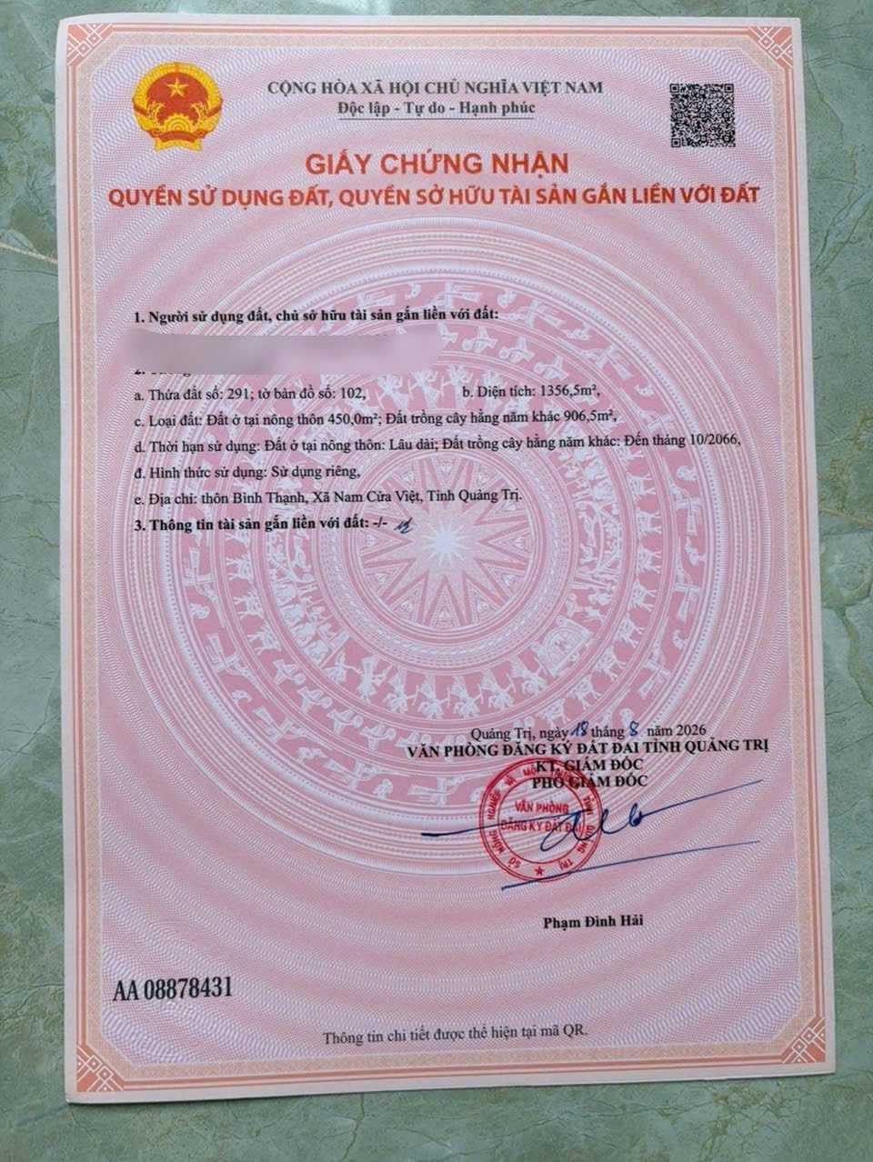 Bán Đất 1365m2 có sẵn 950 m2 thổ cư giá 4 tỷ tại Xã Triệu Vân Huyện Triệu Phong Quảng Trị - Ảnh 3
