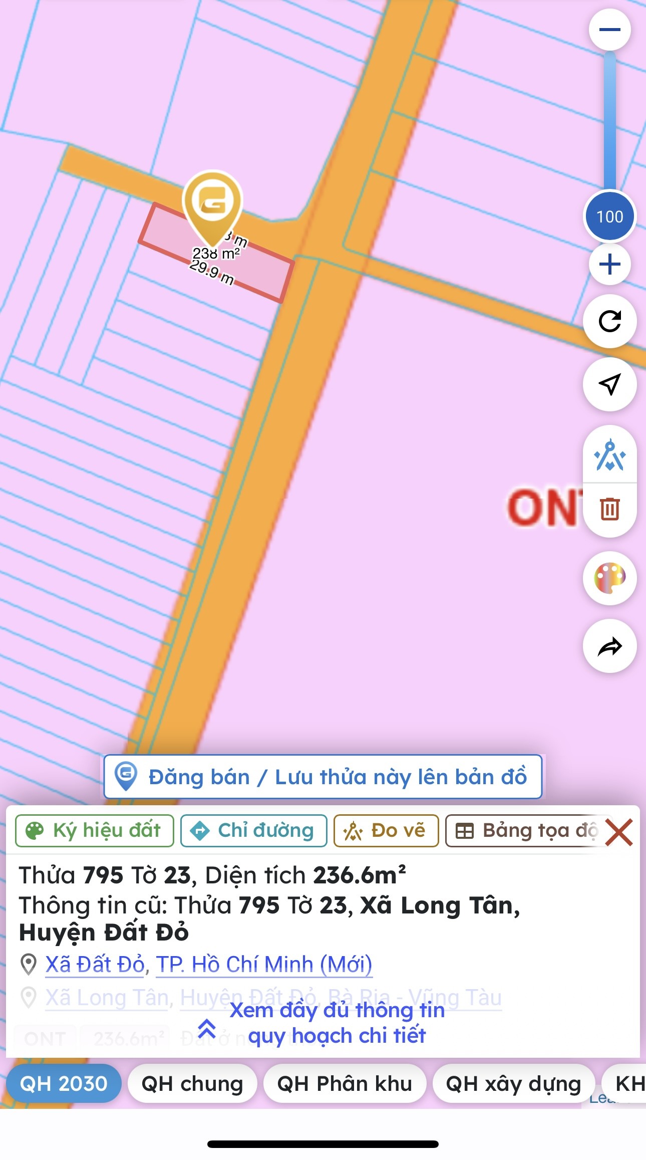Bán Đất 236m2 có sẵn 118 m2 thổ cư giá 1.9 tỷ tại Xã Long Tân Huyện Đất Đỏ Bà Rịa - Vũng Tàu - Ảnh 2
